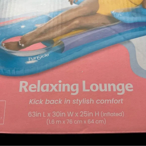 FunSicle Relaxing Lounge Inflatable Pool Float Sky Blue Unisex - Picture 3 of 8